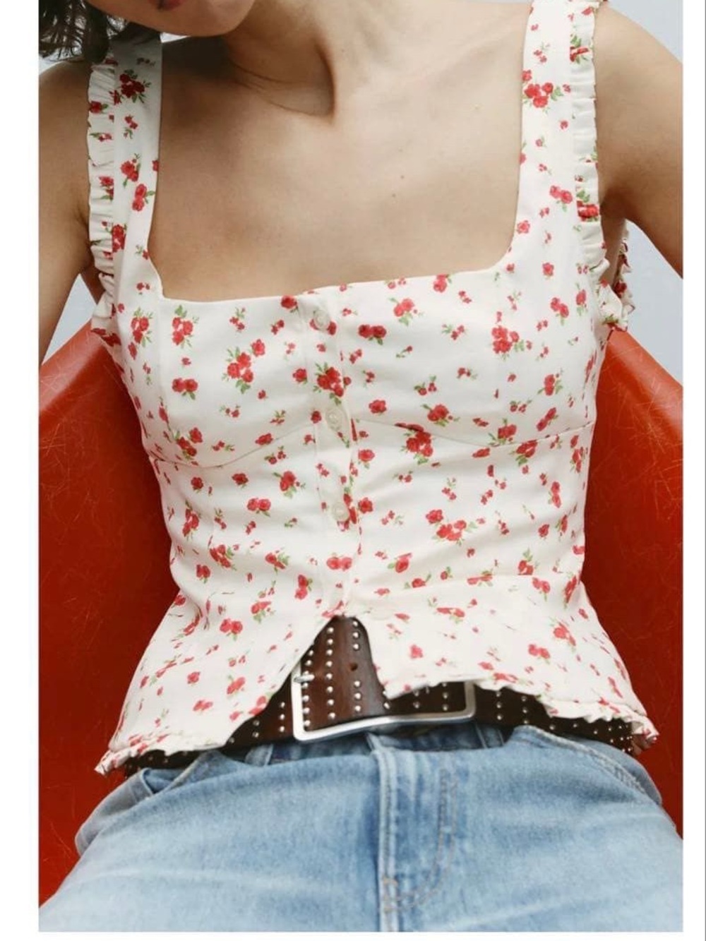 ⭐️NWOT⭐️ Zara floral stretch poplin tank top
